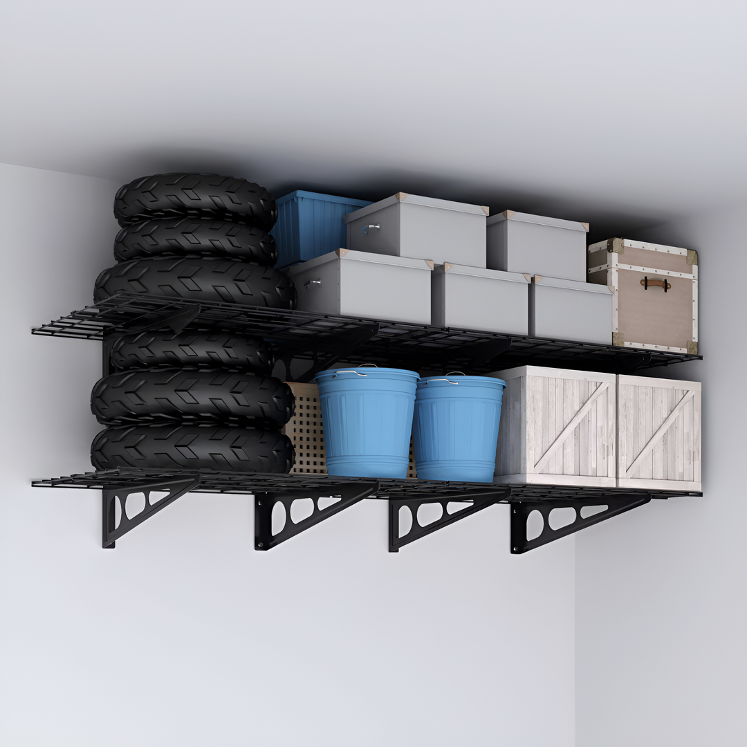 Wall Mounted Garage Shelving - Standard Black