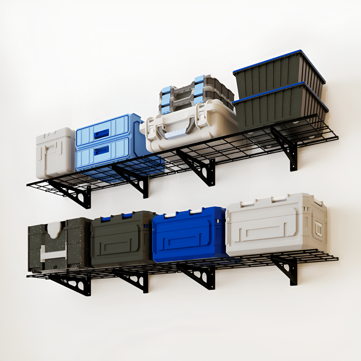 Wall Mounted Garage Shelving - Standard Black