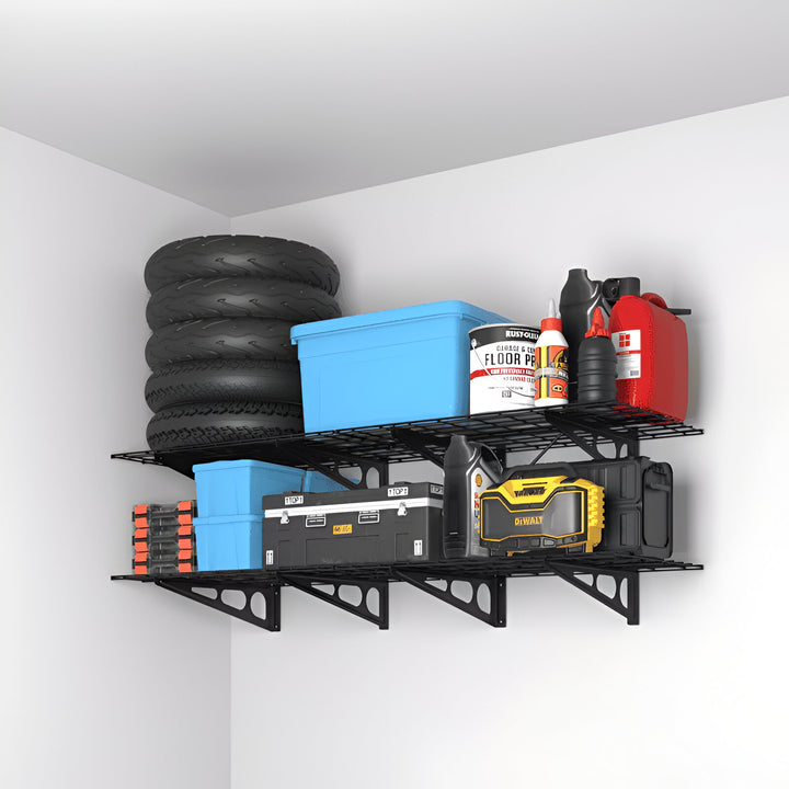 Wall Mounted Garage Shelving - Standard Black